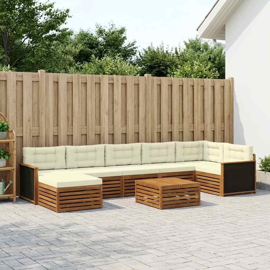 Buiten bankenset met kussen 8 pcs Natuurlijk en Crème is nu te koop bij PeponiXL, paradijselijk wonen!
