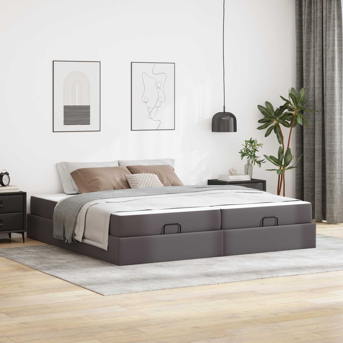 Bedframe met matras met matras 2 pcs Grijs PVC is nu te koop bij PeponiXL, paradijselijk wonen!