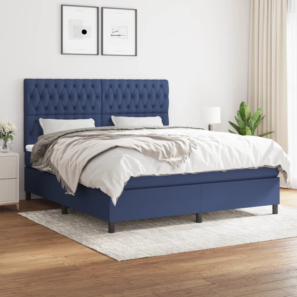 Boxspring met matras stof blauw 180x200 cm is nu te koop bij PeponiXL, paradijselijk wonen!