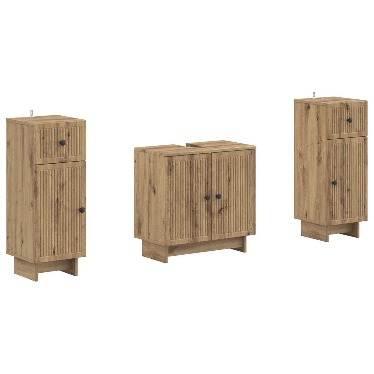 2-delige Badkamerkast Set EDE Artisanaal eiken Bewerkt hout is nu te koop bij PeponiXL, paradijselijk wonen!