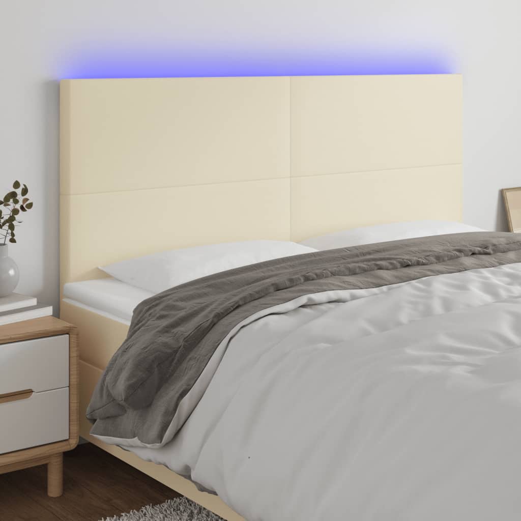 Hoofdbord LED 180x5x118/128 cm kunstleer crèmekleurig is nu te koop bij PeponiXL, paradijselijk wonen!
