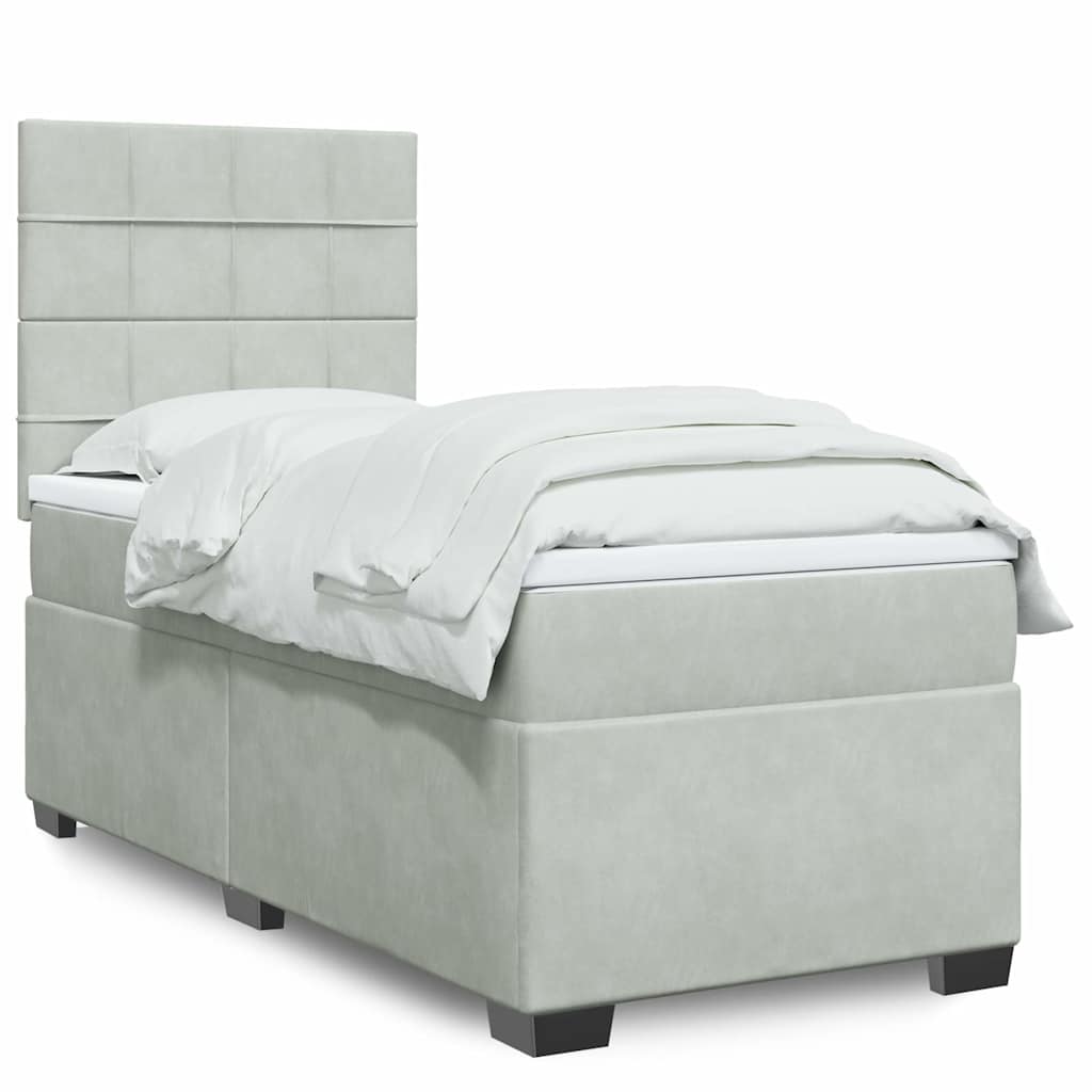 Boxspring met matras fluweel lichtgrijs 80x200 cm is nu te koop bij PeponiXL, paradijselijk wonen!