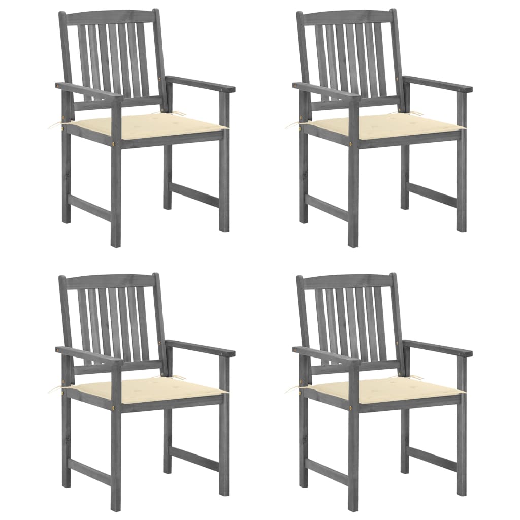 Tuinstoelen 4 st met kussens massief acaciahout grijs is nu te koop bij PeponiXL, paradijselijk wonen!