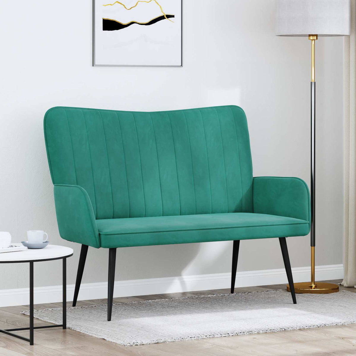 Twee Persoons Sofa Turquoise 115 x 61 x 87 cm Fluweel is nu te koop bij PeponiXL, paradijselijk wonen!