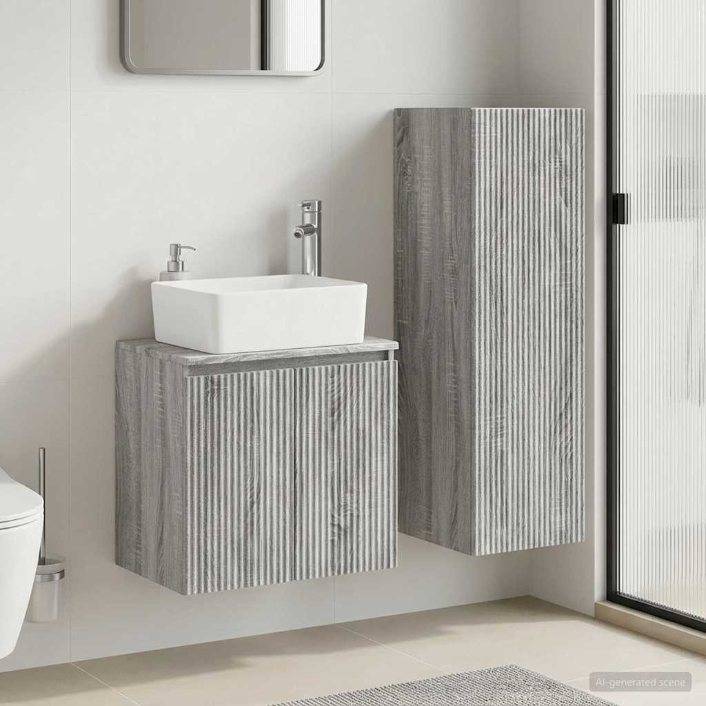 Badkamermeubelset 2 st Grijs Sonoma 33 x 34,5 x 100 cm is nu te koop bij PeponiXL, paradijselijk wonen!