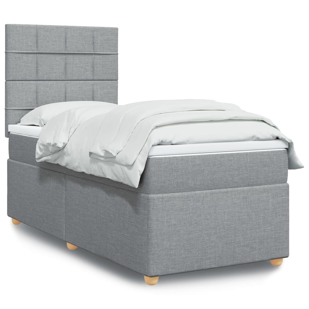 Boxspring met matras stof lichtgrijs 100x200 cm is nu te koop bij PeponiXL, paradijselijk wonen!