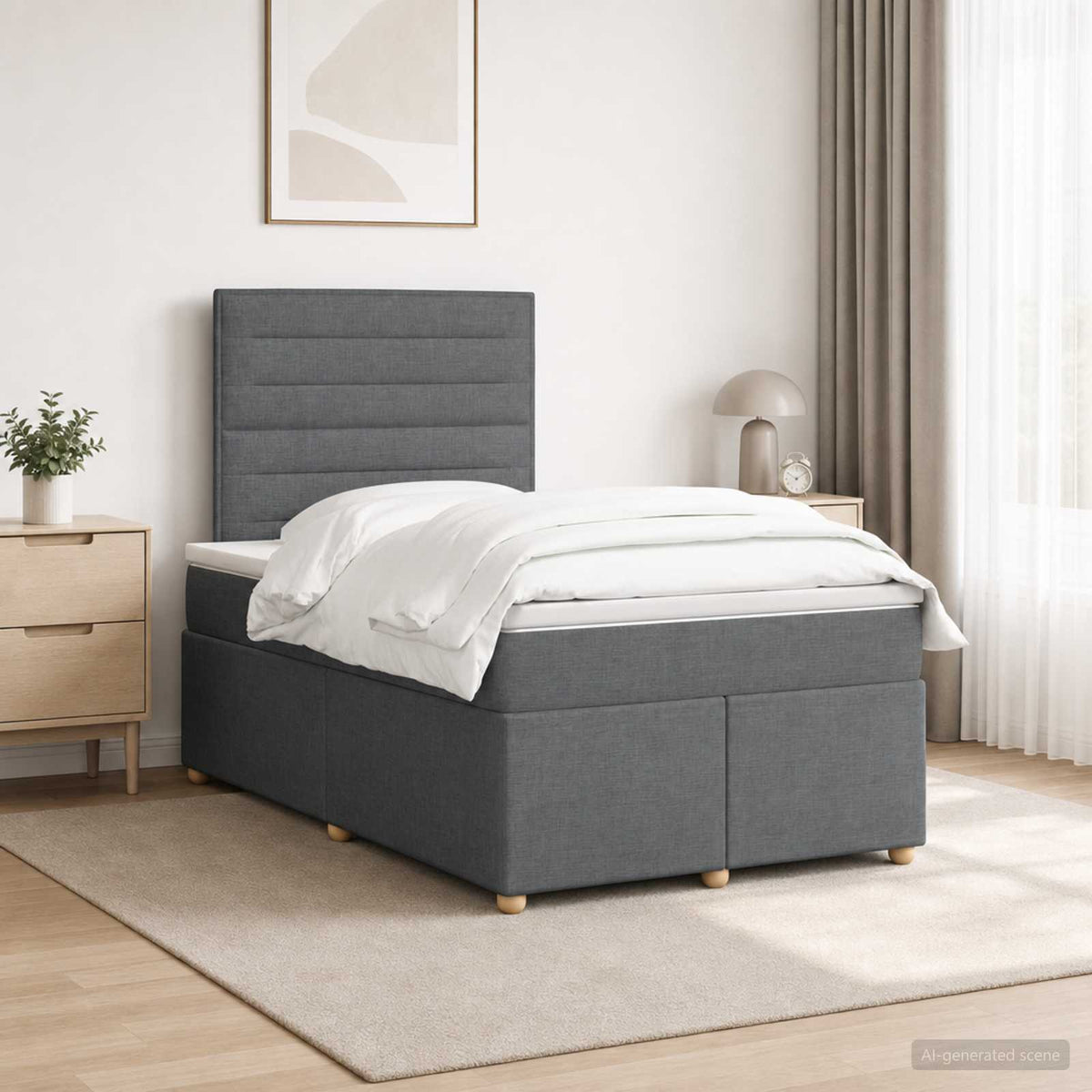 Boxspringbed met matras Donkergrijs 120 x 190 cm Stof is nu te koop bij PeponiXL, paradijselijk wonen!