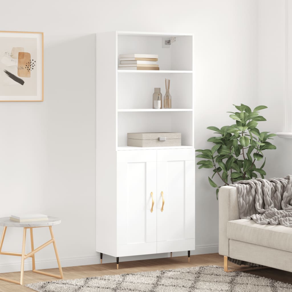 Hoge kast 69,5x34x180 cm bewerkt hout wit is nu te koop bij PeponiXL, paradijselijk wonen!