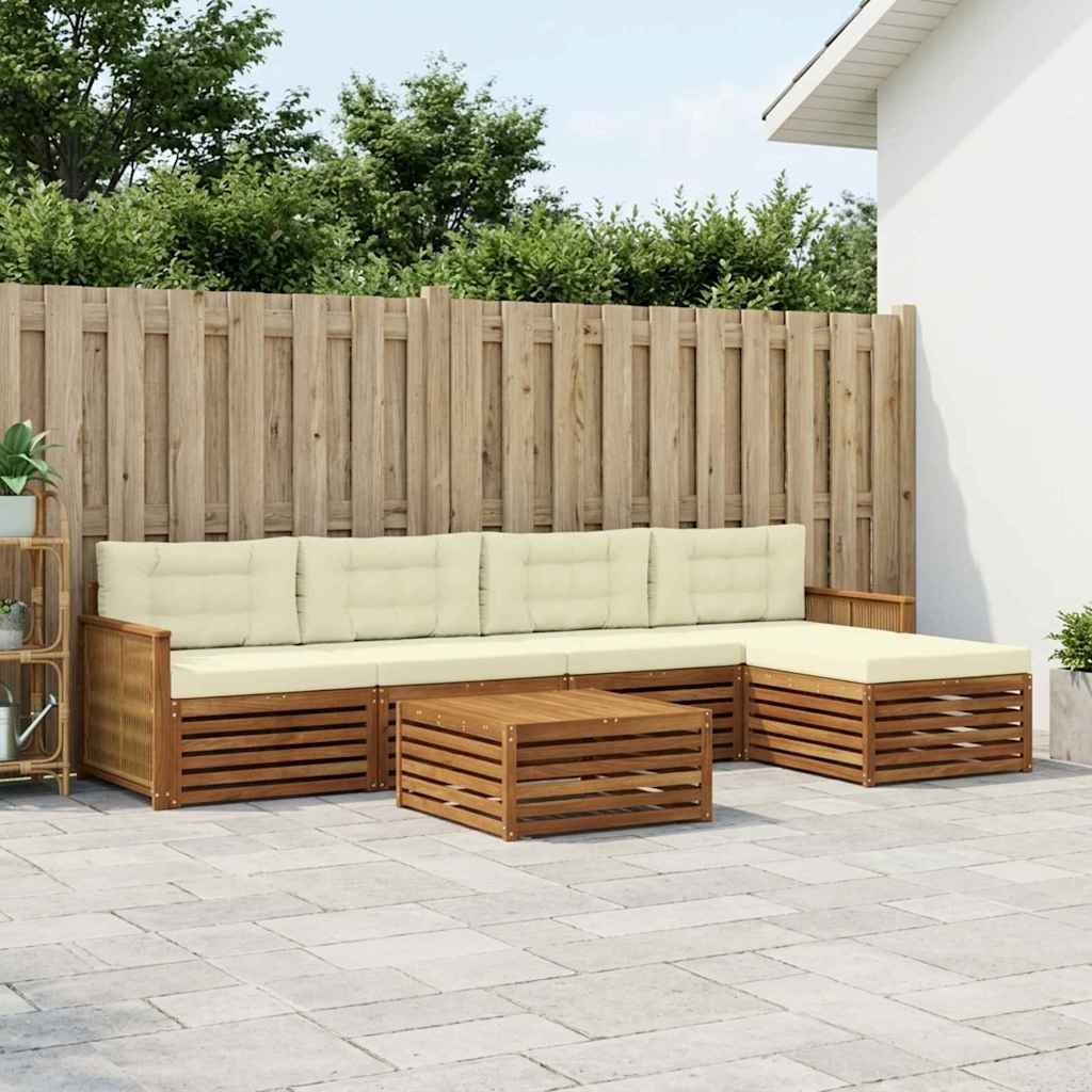 Buiten bankenset met kussen 6 pcs Natuurlijk en Crème is nu te koop bij PeponiXL, paradijselijk wonen!