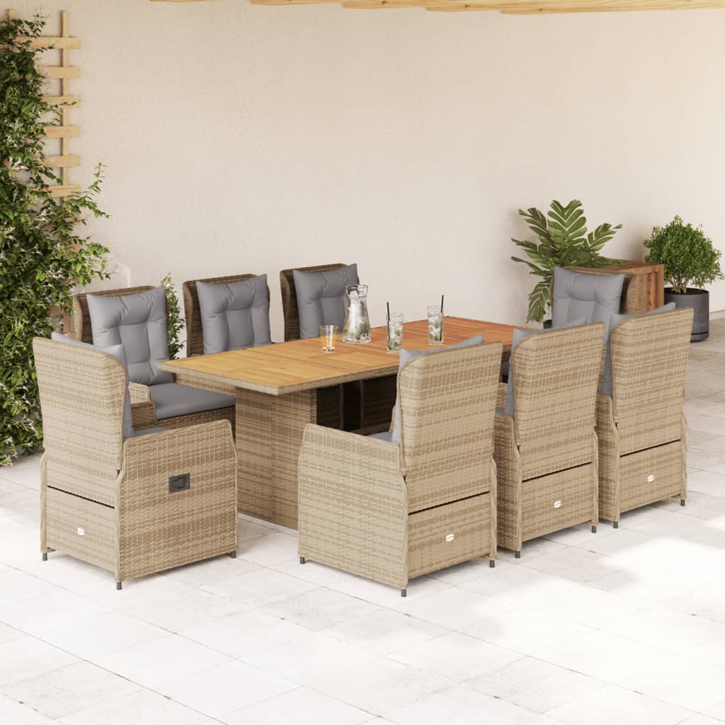 9-delige Tuinset met kussens poly rattan beige is nu te koop bij PeponiXL, paradijselijk wonen!