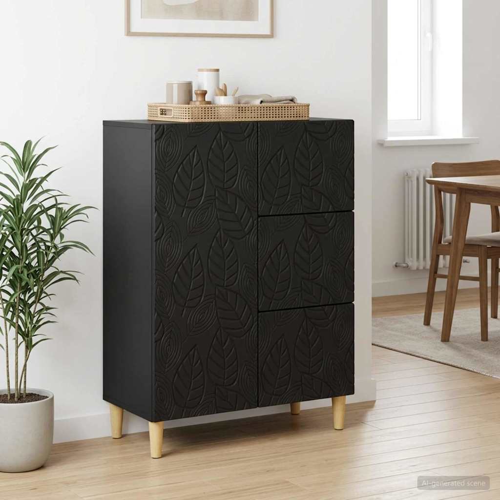 Dressoir Zwart 66 x 34,5 x 90 cm Bewerkt hout is nu te koop bij PeponiXL, paradijselijk wonen!