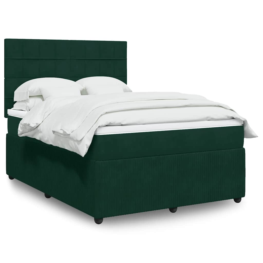 Boxspring met matras fluweel donkergroen 160x200 cm is nu te koop bij PeponiXL, paradijselijk wonen!