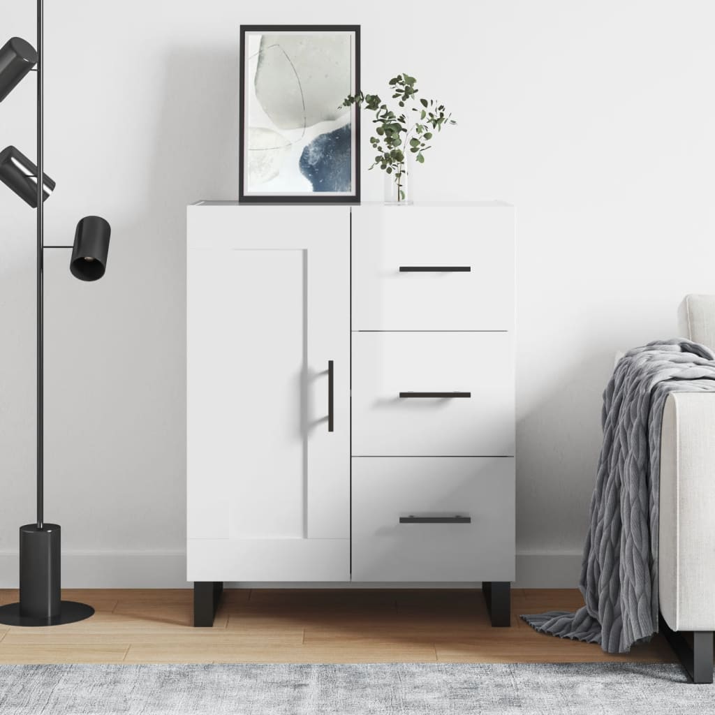 Dressoir 69,5x34x90 cm bewerkt hout hoogglans wit is nu te koop bij PeponiXL, paradijselijk wonen!