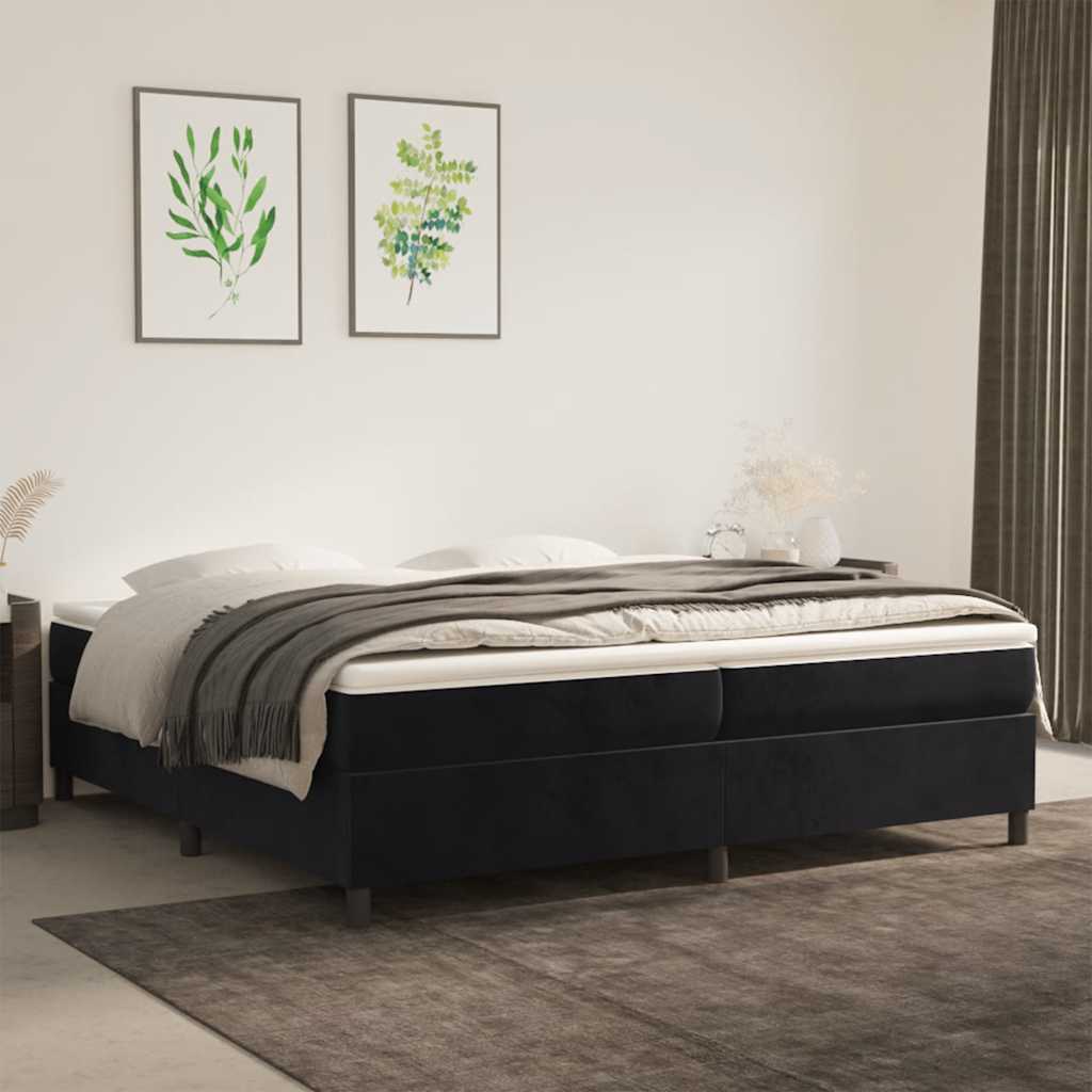 Boxspring met matras fluweel zwart 200x200 cm is nu te koop bij PeponiXL, paradijselijk wonen!