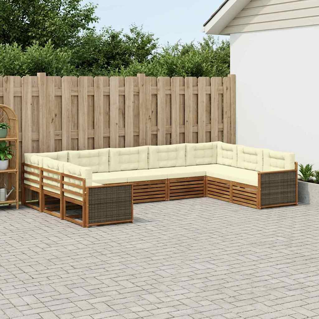 Buiten bankenset 9 pcs Natuurlijk en Crème Massief Acaciahout is nu te koop bij PeponiXL, paradijselijk wonen!
