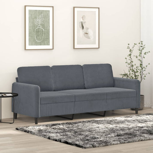 Driezitsbank 180 cm fluweel donkergrijs is nu te koop bij PeponiXL, paradijselijk wonen!