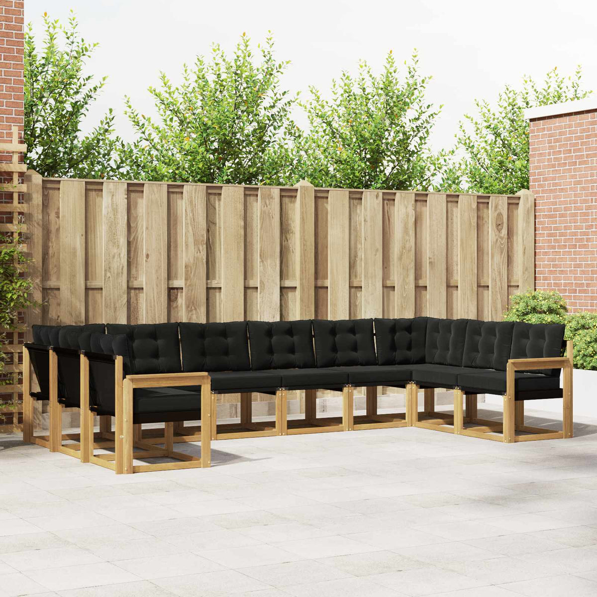 Buiten bankenset met kussen 10 pcs Wit en zwart is nu te koop bij PeponiXL, paradijselijk wonen!