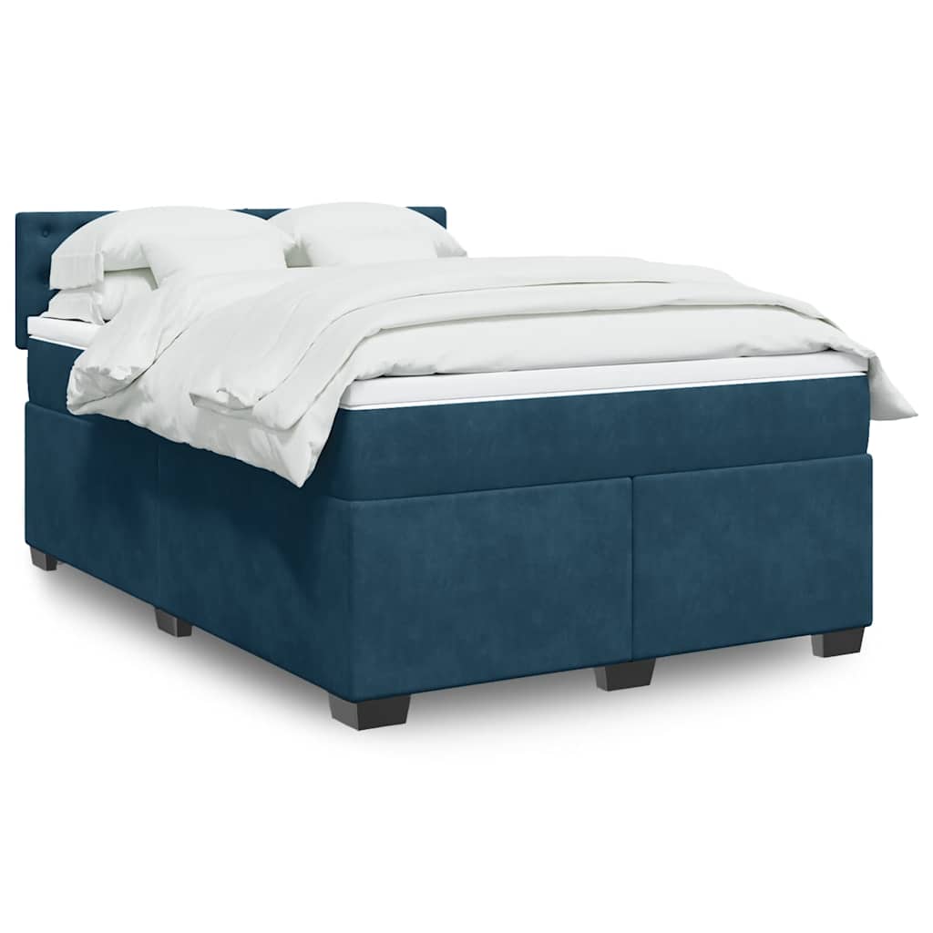 Boxspring met matras fluweel blauw 160x200 cm is nu te koop bij PeponiXL, paradijselijk wonen!