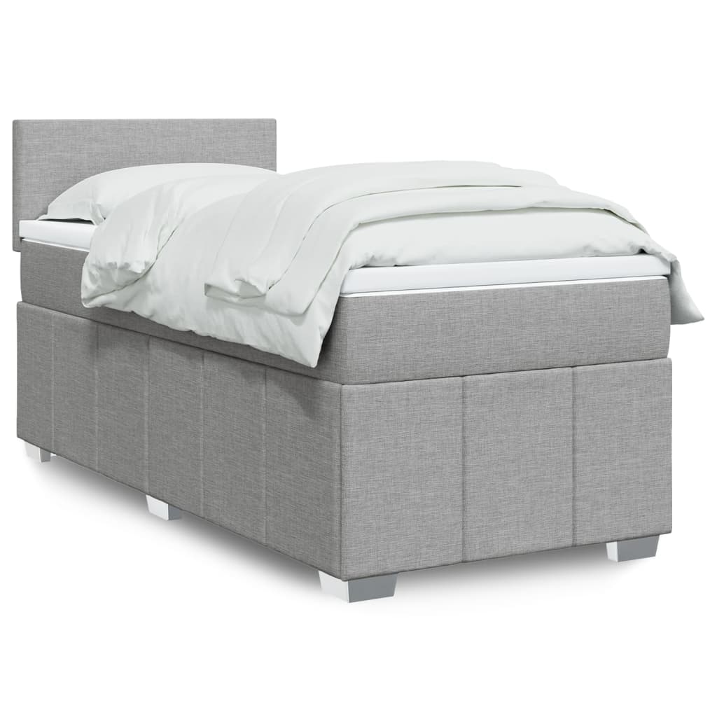 Boxspring met matras stof lichtgrijs 100x200 cm is nu te koop bij PeponiXL, paradijselijk wonen!