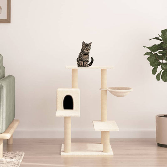 Kattenmeubel met sisal krabpalen 82,5 cm crèmekleurig is nu te koop bij PeponiXL, paradijselijk wonen!