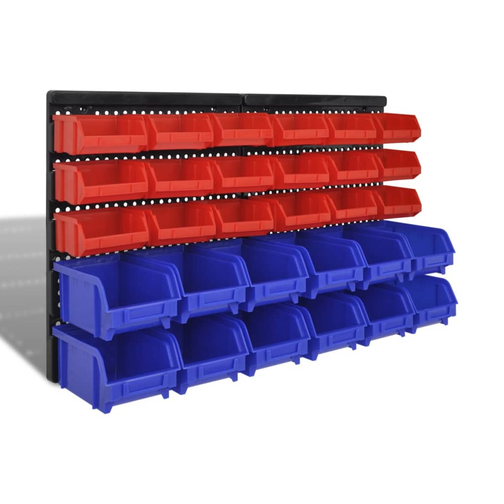 30-delige Opbergrek voor aan de wand blauw en rood is nu te koop bij PeponiXL, paradijselijk wonen!