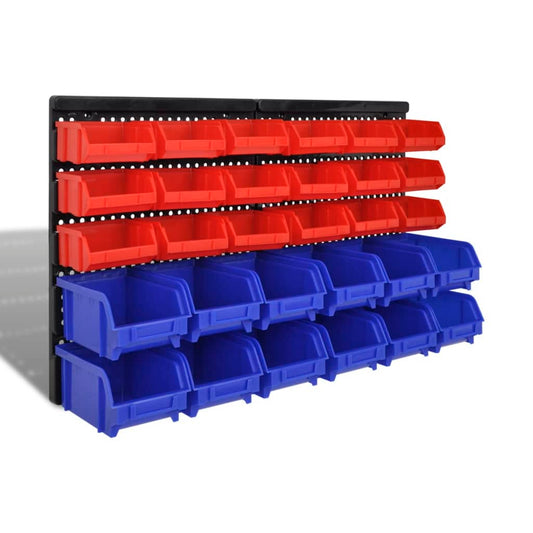 30-delige Opbergrek voor aan de wand blauw en rood is nu te koop bij PeponiXL, paradijselijk wonen!