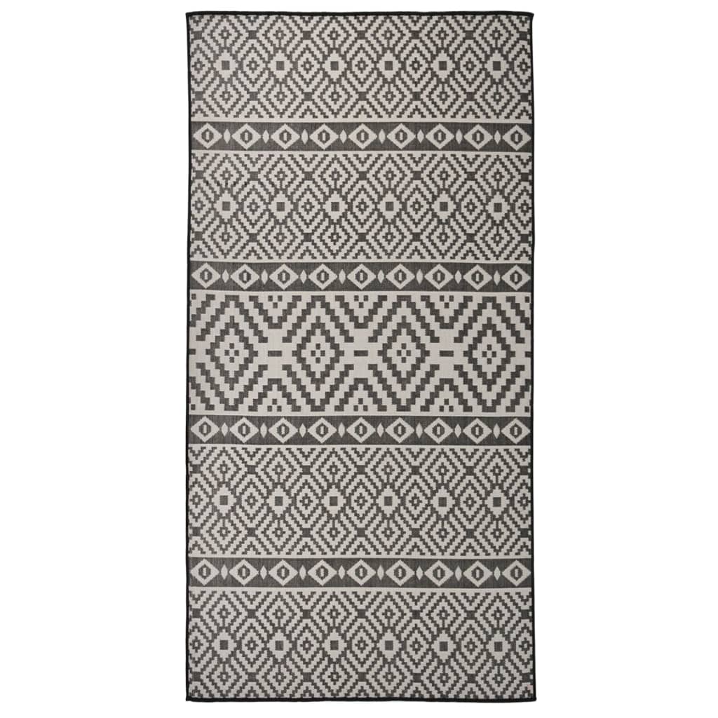 Buitenkleed met patroon platgeweven 100x200 cm zwart is nu te koop bij PeponiXL, paradijselijk wonen!