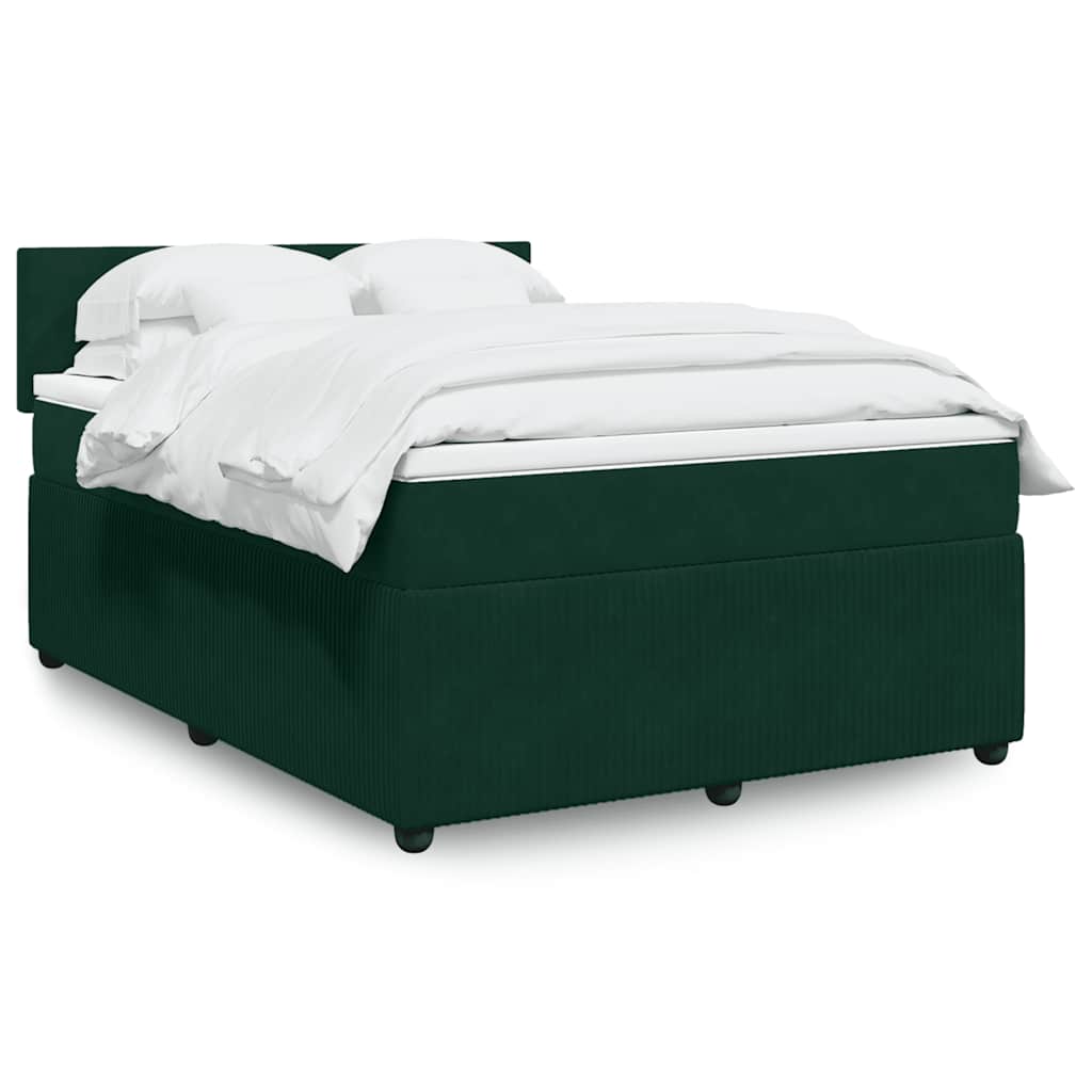 Boxspring met matras fluweel donkergroen 140x190 cm is nu te koop bij PeponiXL, paradijselijk wonen!