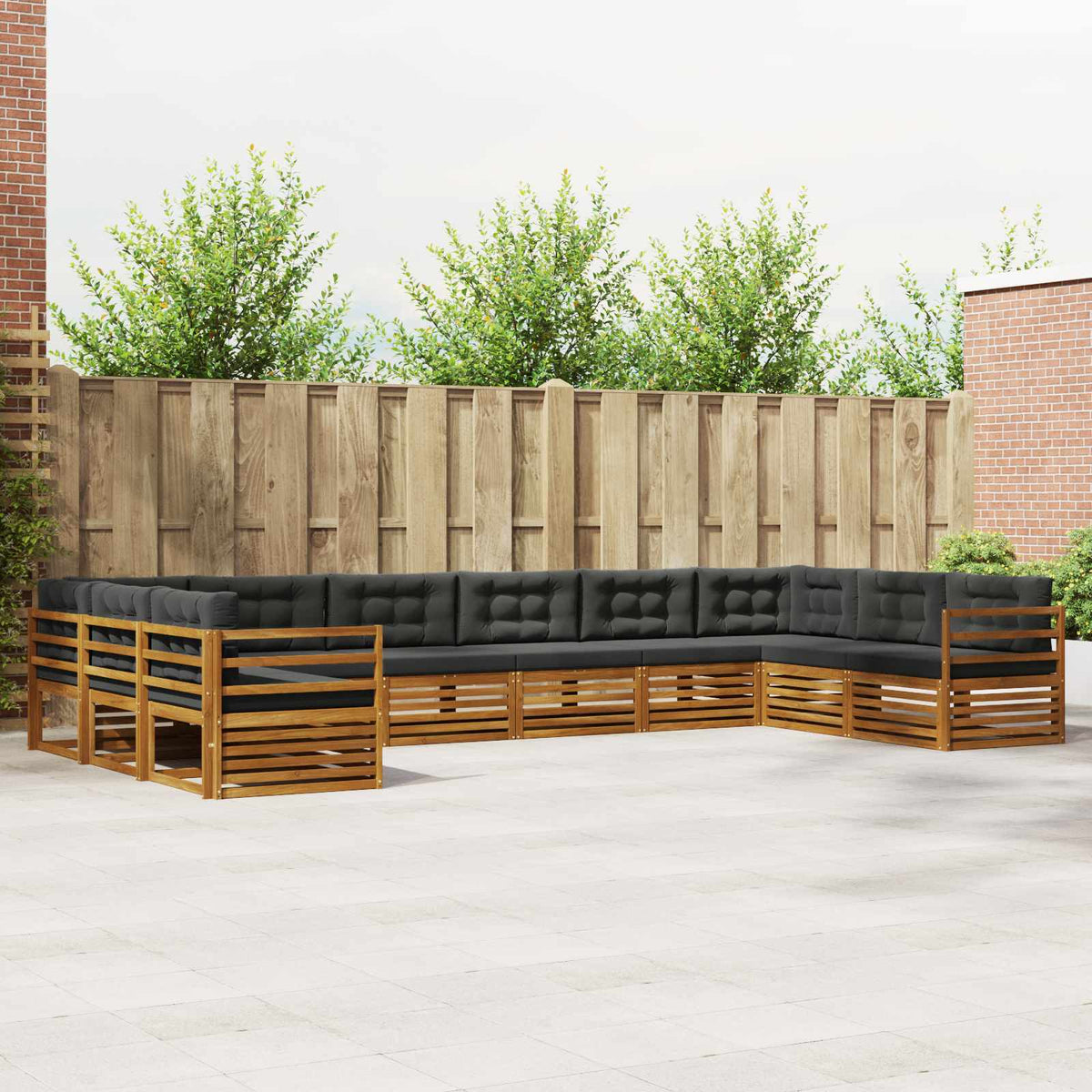 Sofa-Sets 6 pcs Natuurlijk en Antraciet Massief Acaciahout is nu te koop bij PeponiXL, paradijselijk wonen!