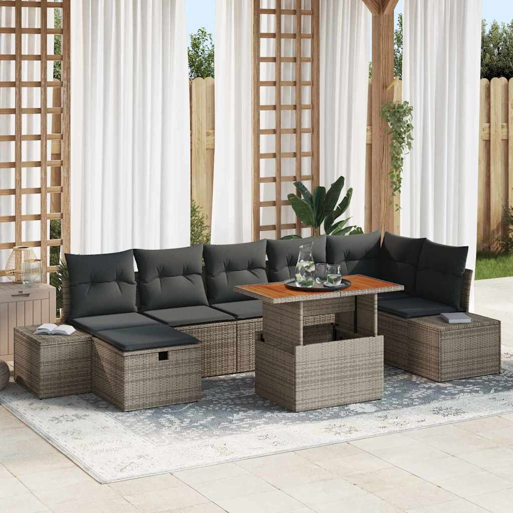 Tuin Sofa Set 8 pcs Grijs poly rattan is nu te koop bij PeponiXL, paradijselijk wonen!