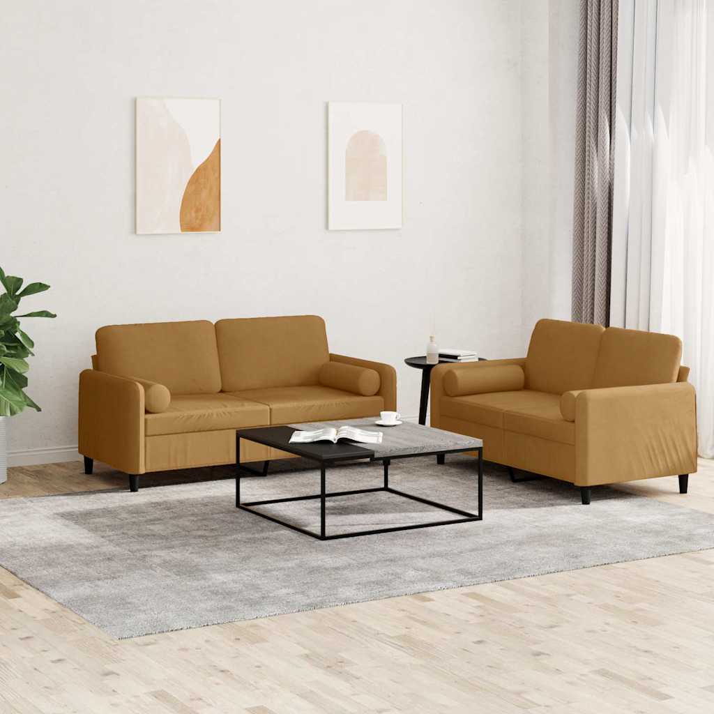 2-delige Loungeset met kussens fluweel bruin is nu te koop bij PeponiXL, paradijselijk wonen!