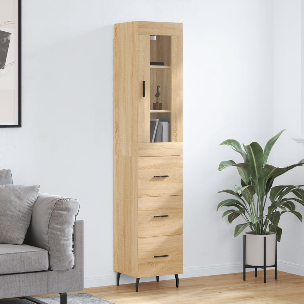 Hoge kast 34,5x34x180 cm bewerkt hout sonoma eikenkleurig is nu te koop bij PeponiXL, paradijselijk wonen!