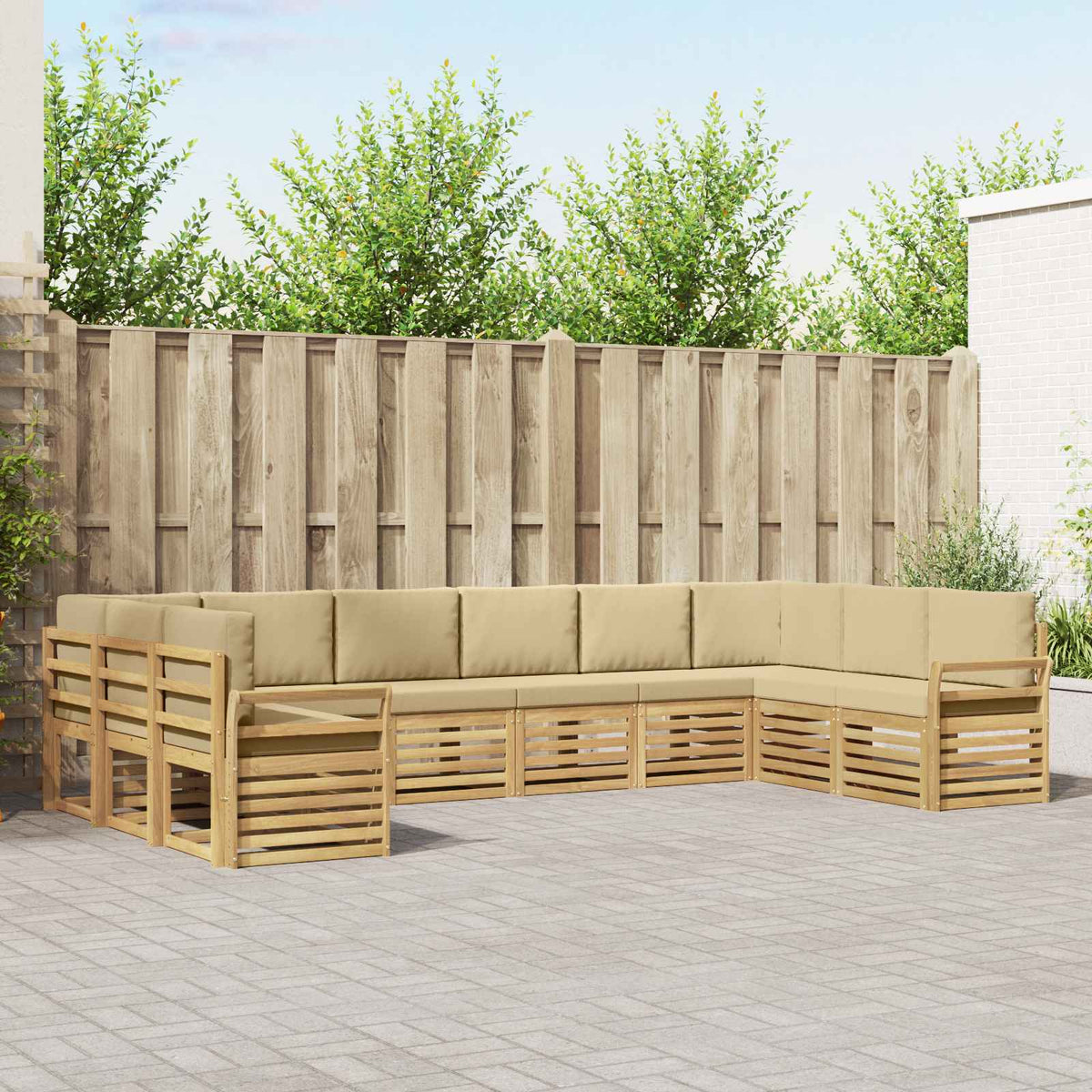 Buiten bankenset 10 pcs Wit en Beige 363 x 190 x 73 cm is nu te koop bij PeponiXL, paradijselijk wonen!