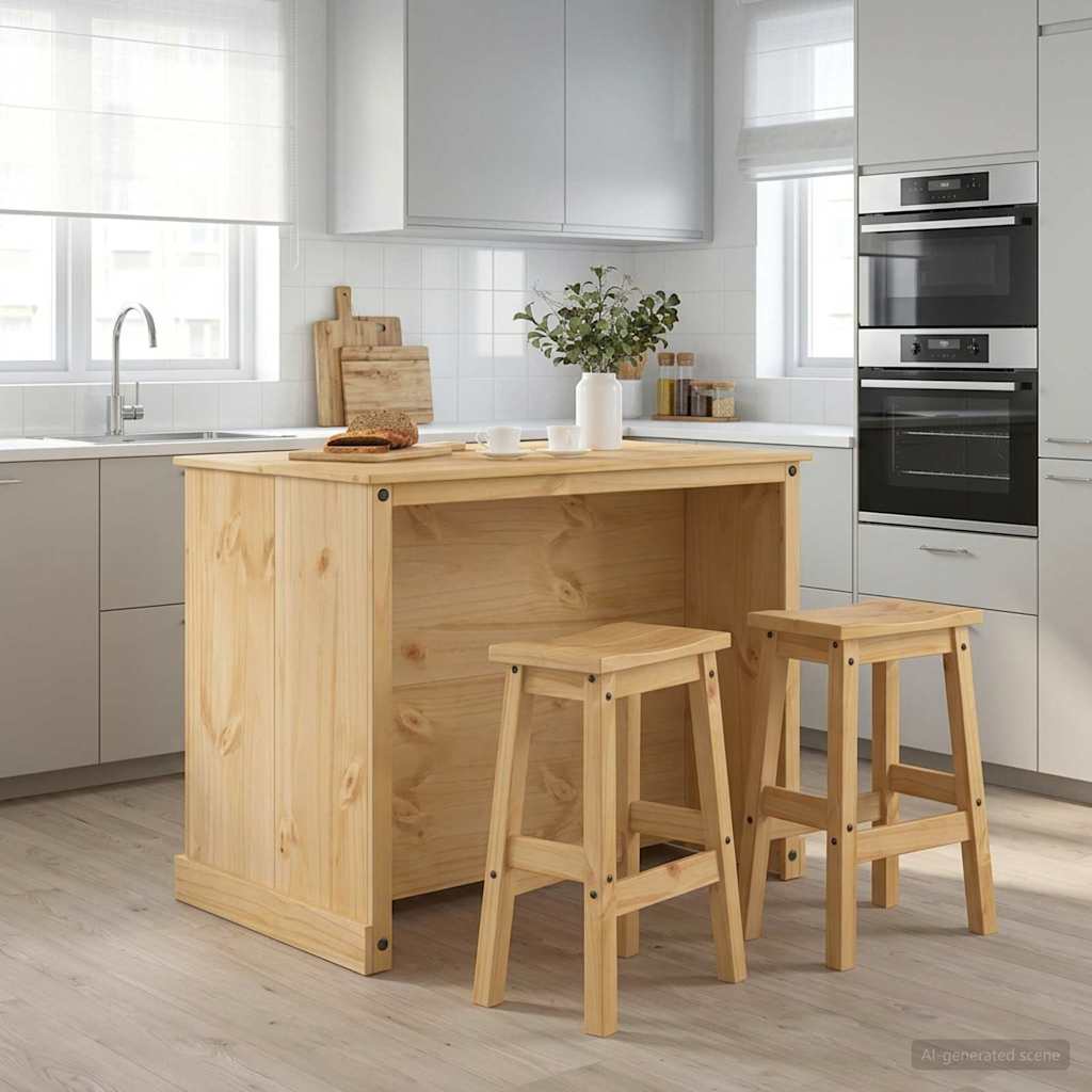 Keuken Eiland Set met plank 3 pcs Honing Wax Massief dennenhout is nu te koop bij PeponiXL, paradijselijk wonen!