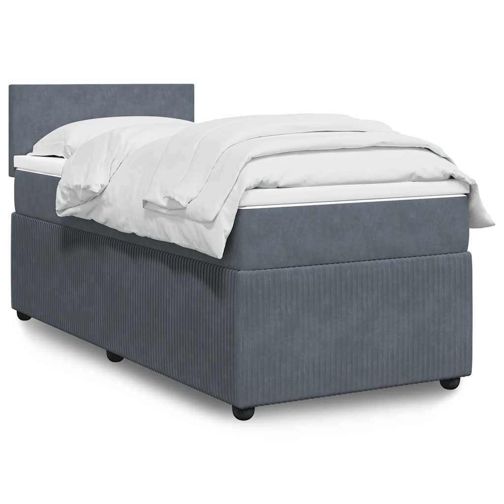 Boxspring met matras fluweel donkergrijs 90x200 cm is nu te koop bij PeponiXL, paradijselijk wonen!