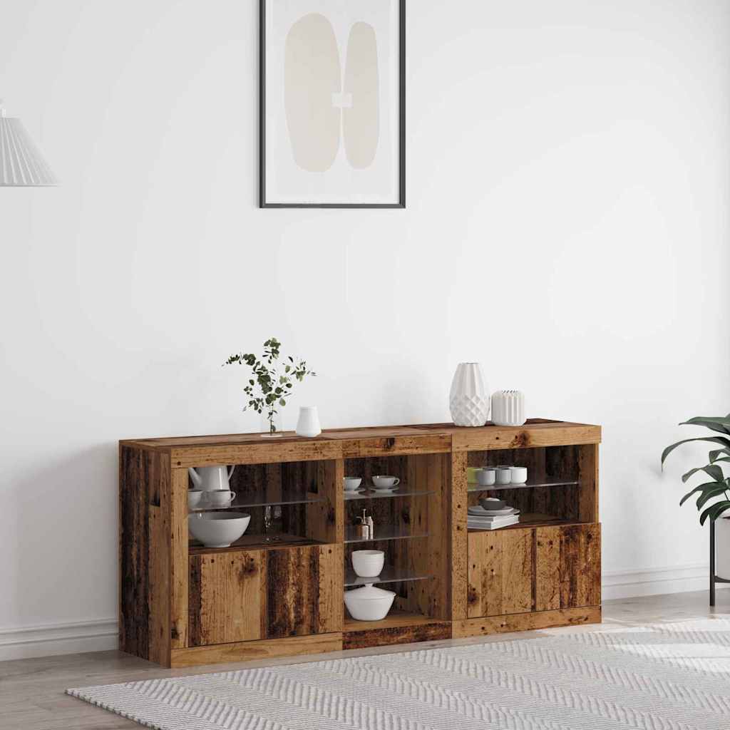 LED Sideboard Oudhout 162 x 37 x 67 cm Bewerkt hout is nu te koop bij PeponiXL, paradijselijk wonen!