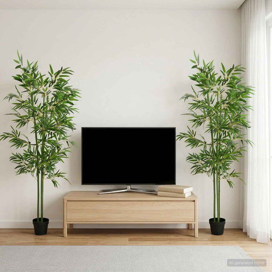 Nepp Bambo Boom 2 pcs Groen 60 x 18 x 190 cm Stof en Bamboe is nu te koop bij PeponiXL, paradijselijk wonen!