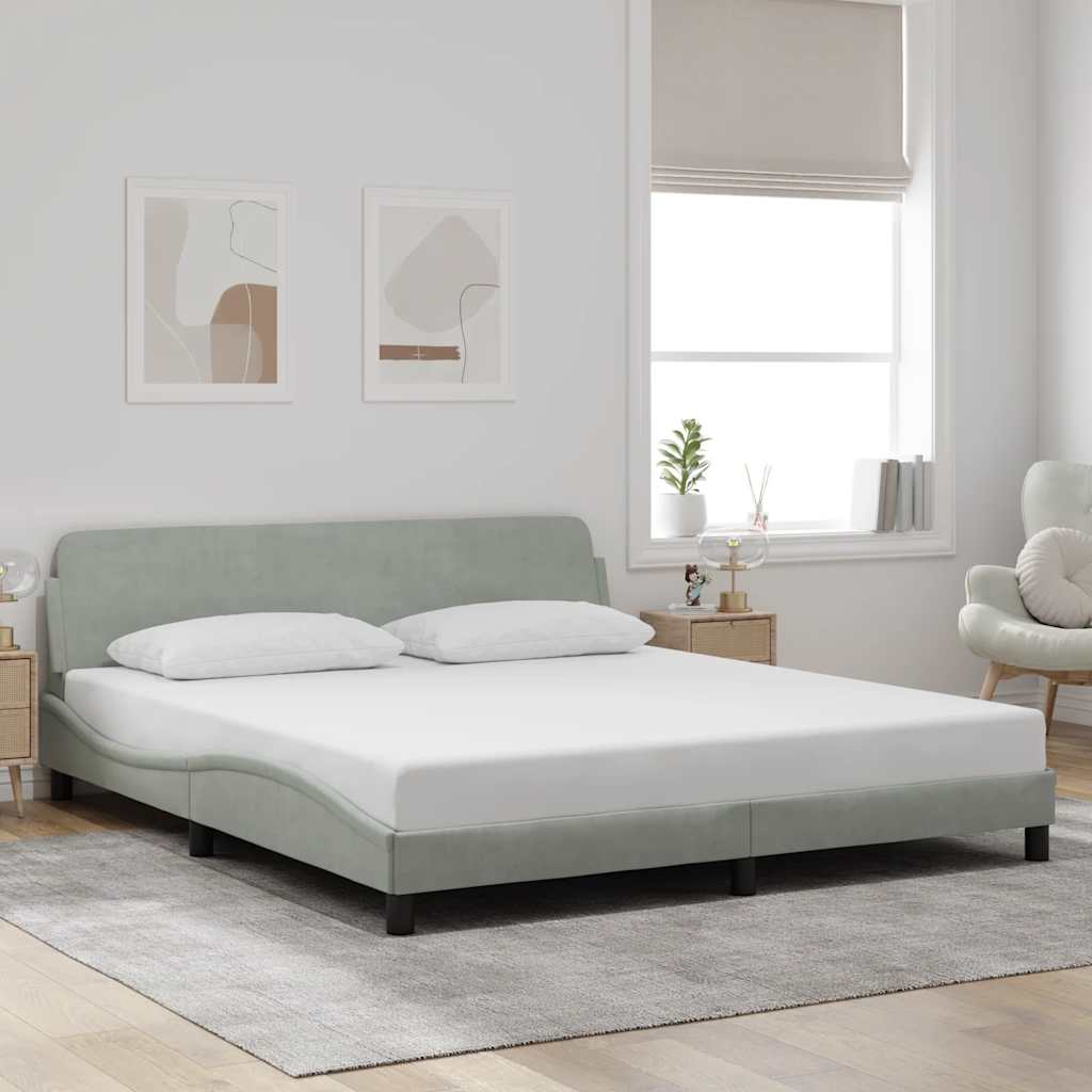 Bedframe Dover lichtgrijs 180x200 cm fluweel is nu te koop bij PeponiXL, paradijselijk wonen!