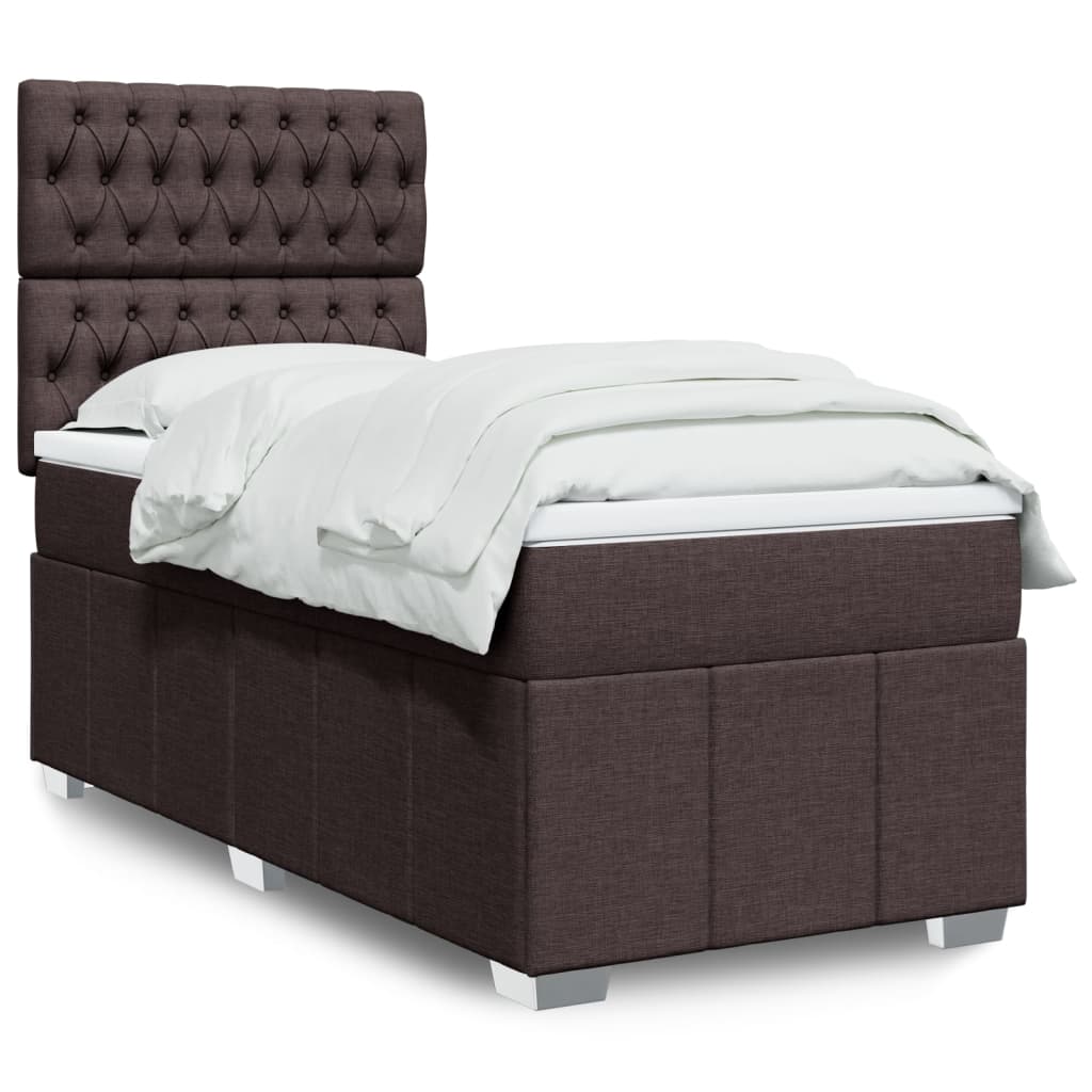Boxspring met matras stof donkerbruin 100x200 cm is nu te koop bij PeponiXL, paradijselijk wonen!