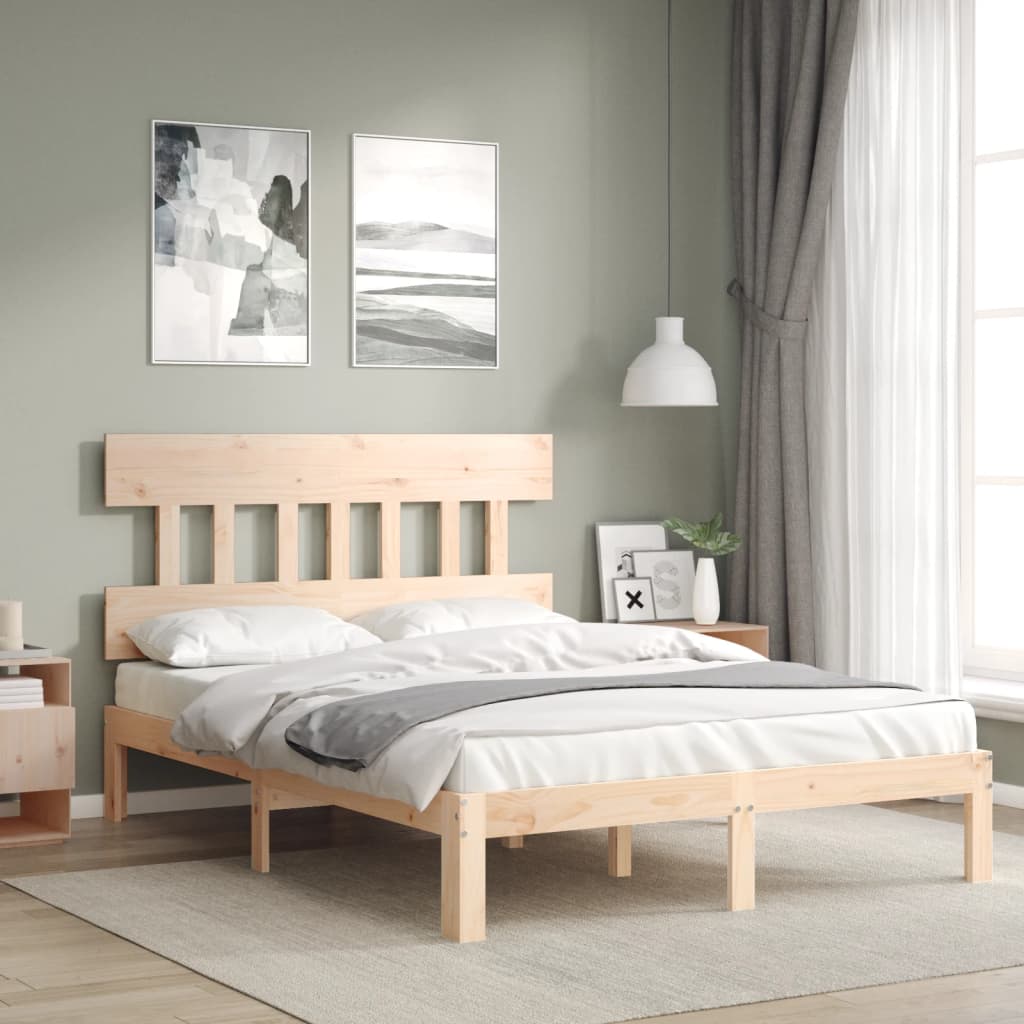 Bedframe met hoofdbord massief hout is nu te koop bij PeponiXL, paradijselijk wonen!
