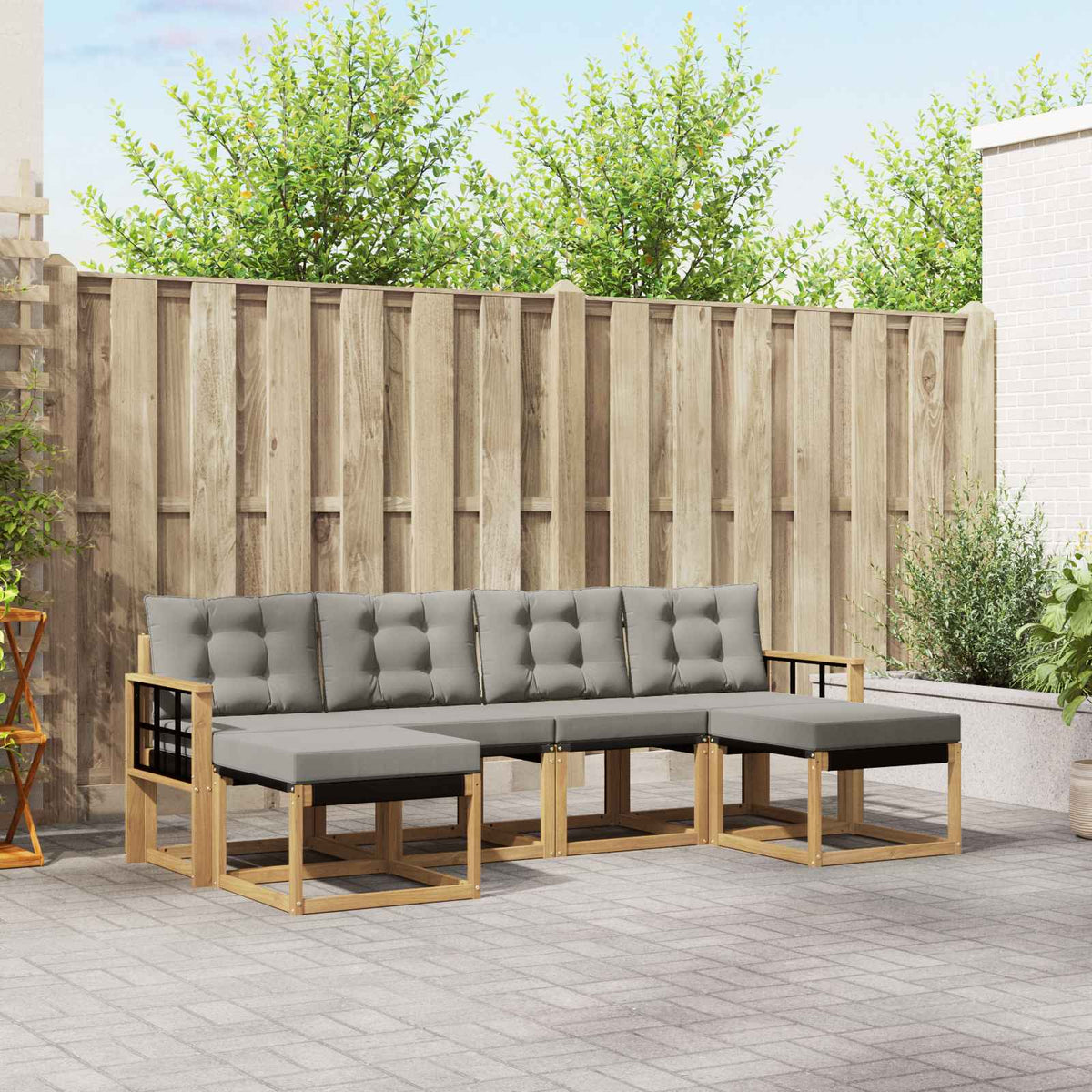 Buiten bankenset 6 pcs Wit en Lichtgrijs is nu te koop bij PeponiXL, paradijselijk wonen!