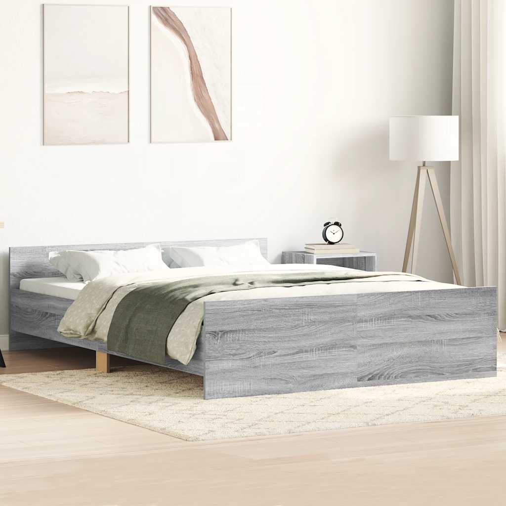 Bedframe met hoofd- en voeteneinde grijs sonoma 140x190 cm is nu te koop bij PeponiXL, paradijselijk wonen!