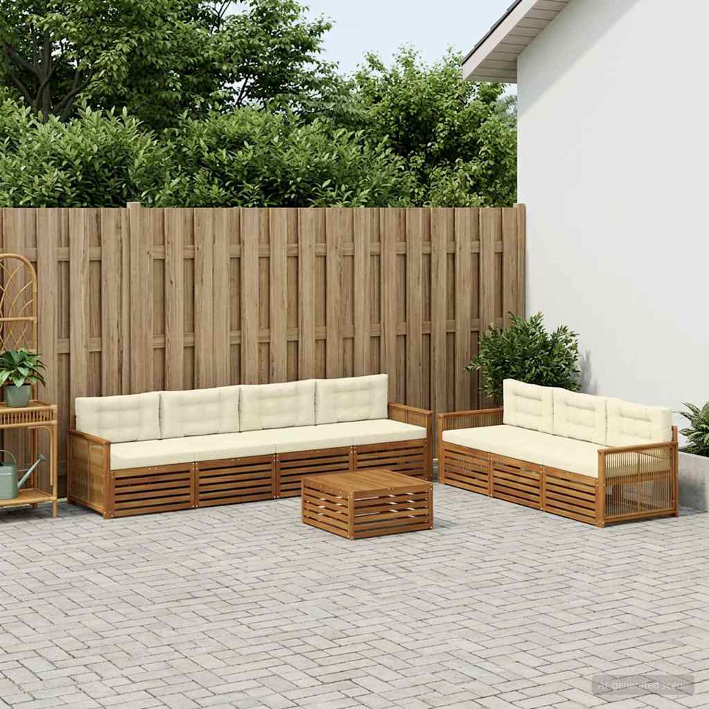Buiten bankenset met kussen 8 pcs Natuurlijk en Crème is nu te koop bij PeponiXL, paradijselijk wonen!
