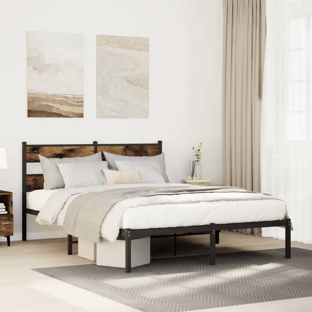 Bedframe zonder matras metaal gerookt eikenkleurig 160x200 cm is nu te koop bij PeponiXL, paradijselijk wonen!