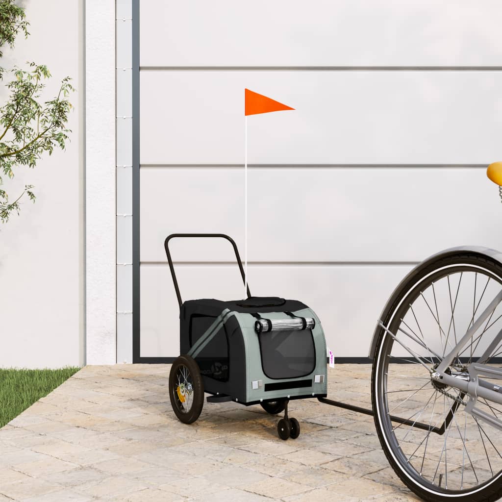 Hondenfietstrailer oxford stof en ijzer grijs en zwart is nu te koop bij PeponiXL, paradijselijk wonen!