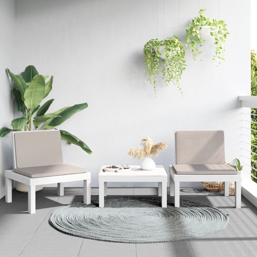 3-delige Loungeset met kussens PP wit is nu te koop bij PeponiXL, paradijselijk wonen!