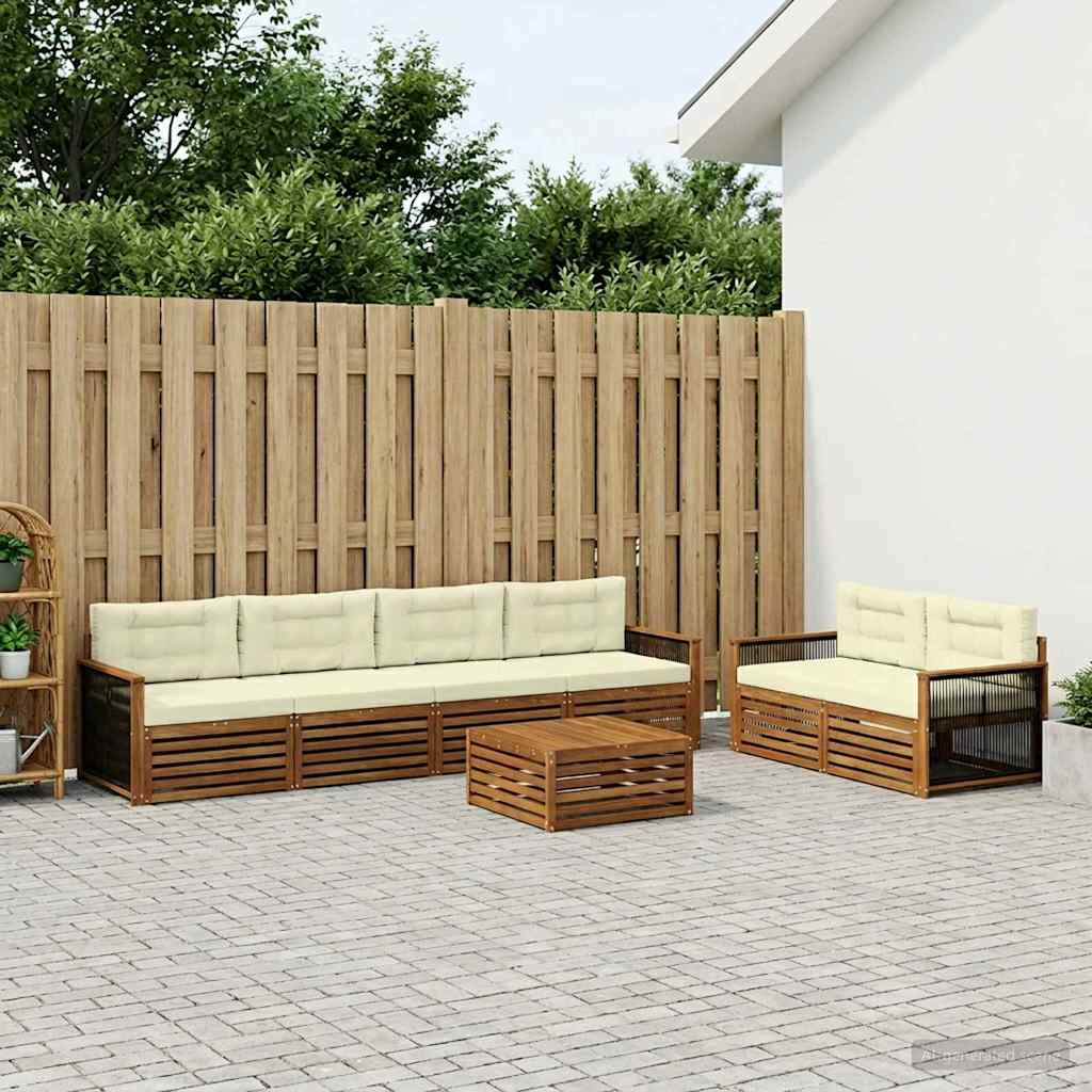 Buiten bankenset met kussen 7 pcs Natuurlijk en Crème is nu te koop bij PeponiXL, paradijselijk wonen!