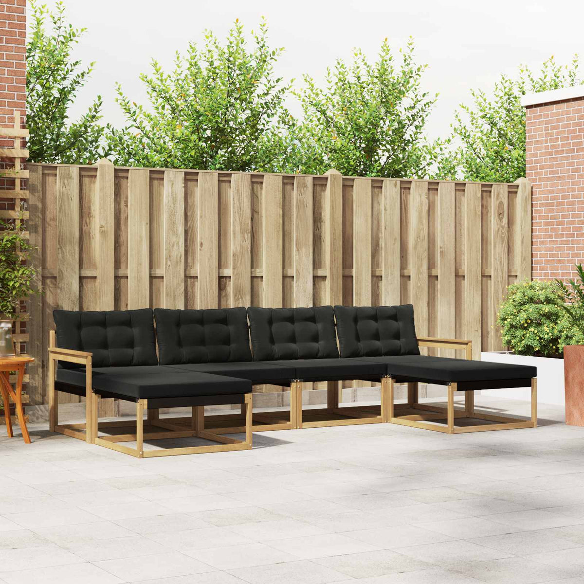 Buiten bankenset met kussen 6 pcs Wit en zwart is nu te koop bij PeponiXL, paradijselijk wonen!