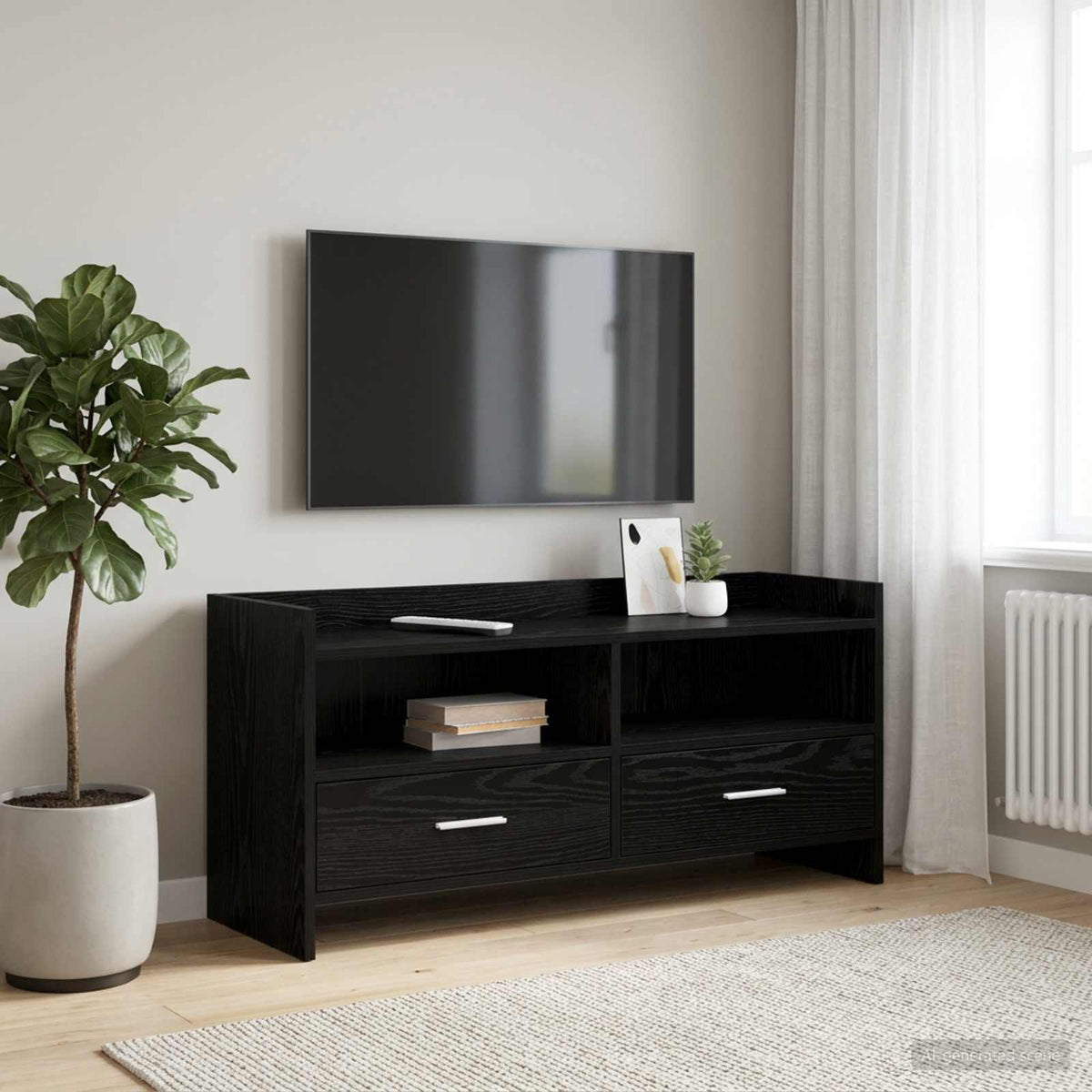 TV-kast 100 x 33 x 47 cm Zwart eiken Bewerkt hout is nu te koop bij PeponiXL, paradijselijk wonen!
