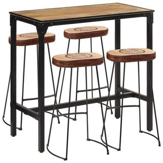 5-delige Barset massief ruw mangohout en metaal is nu te koop bij PeponiXL, paradijselijk wonen!